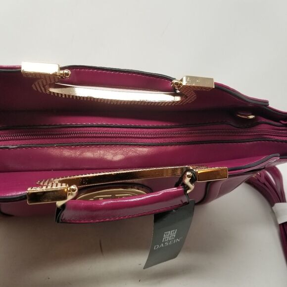 Plum Purple Gold Trim Handbag - Picture 8 of 10